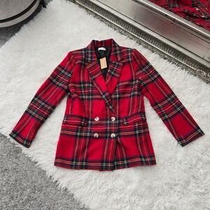 Vestique Chic Plaid Double-Breasted Mistletoe Blazer. Size Small. New.Elegant